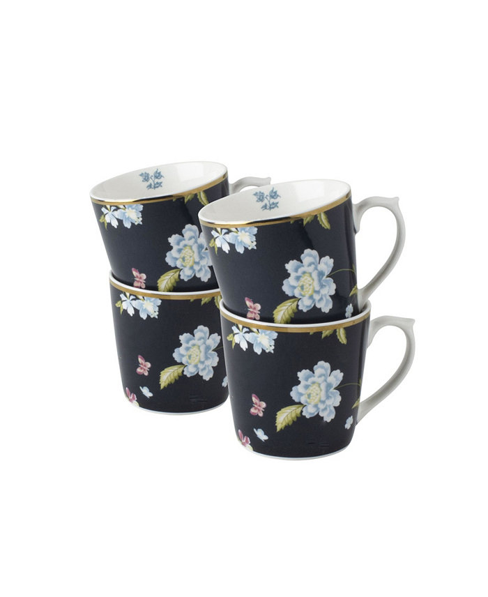 Laura Ashley Heritage Collectables 10 Oz Midnight Uni Mugs in Gift Box Set of 4