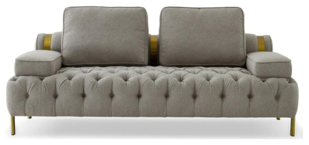 Dixon Glam Gray and Gold Fabric Loveseat   Contemporary   Loveseats   by V.S.D Furniture  Houzz