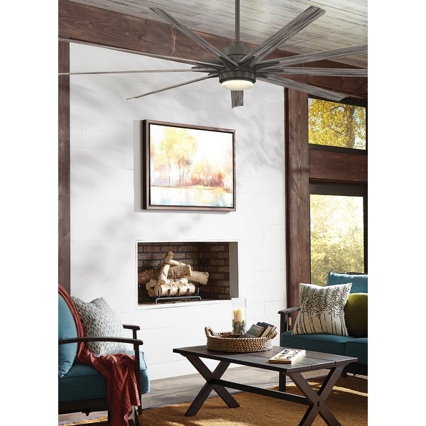 Odyn - 84 inch - Matte Greige with Weathered Wood Blades and LED Light Kit - Grey Shopping - The Best Deals on Ceiling Fans | 36785086