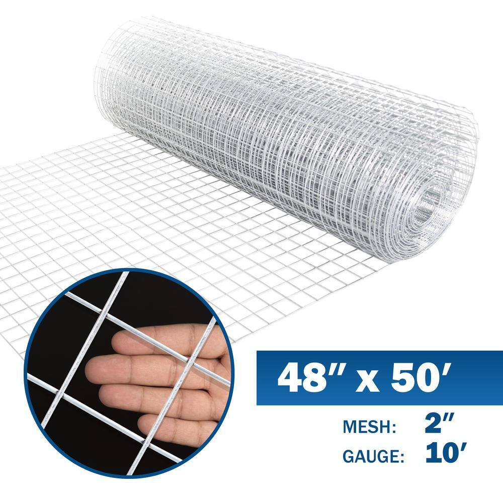 Fencer Wire 4 ft. x 50 ft. 10-Gauge Welded Wire Fence with Mesh 2 in. x 2 in. WB10-4X50M22