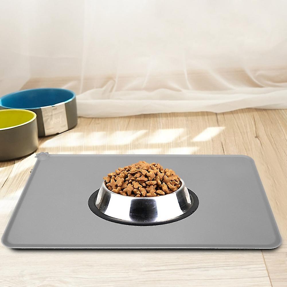 Silicone Waterproof Mat Dog Cat Non Slip Bowl Placemat for Pet Puppy Feeding Food (Gray)