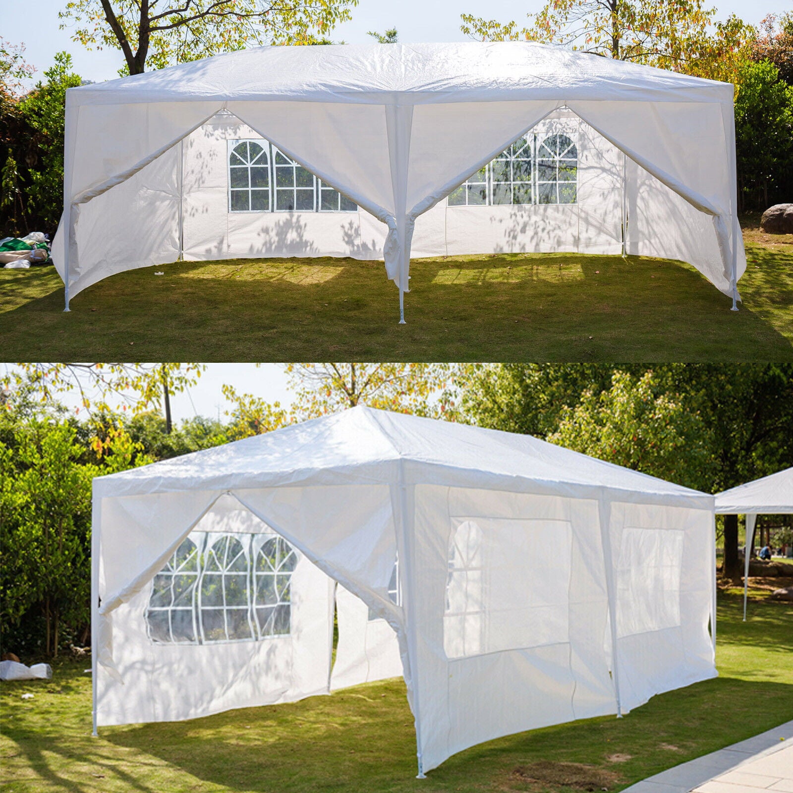 Bowoshen 10x20 FT White Canopy Tent (3x6) M Patio Camping Outdoor Gazebo Storage Shelter Pavilion Cater Party, w/Removable Sidewalls