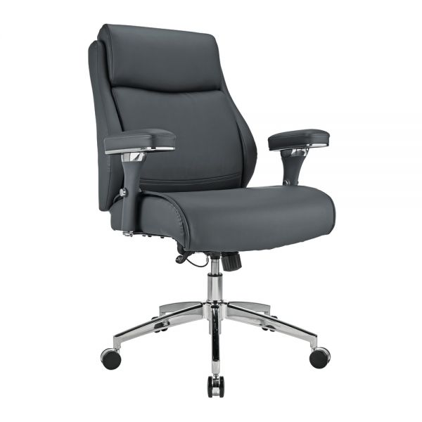 Modern Comfort Keera Bonded Leather Mid-Back Manager's Chair， Gray/Chrome， BIFMA Certified