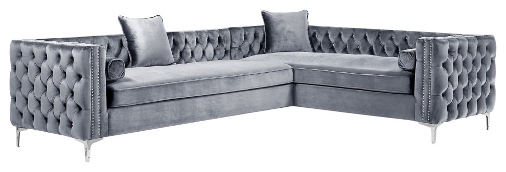 Jeannie 120 quotVelvet Corner Sectional Sofa   Contemporary   Sectional Sofas   by Inspired Home  Houzz