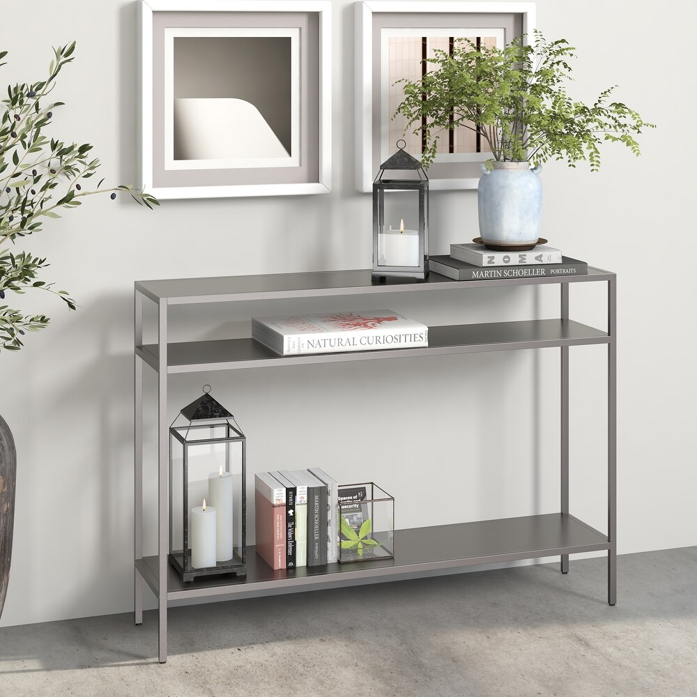 Ricardo Rectangular Console Table with Metal Shelves