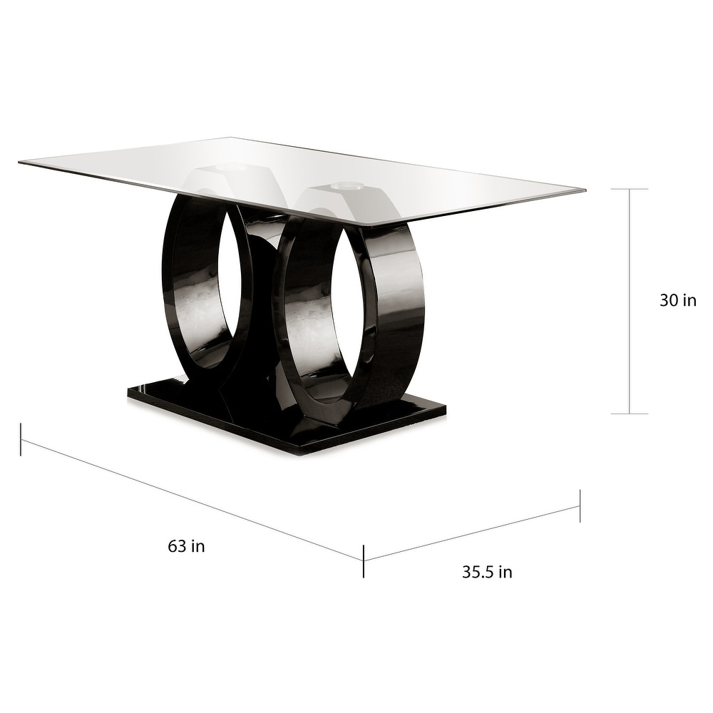 Furniture of America Raji Contemporary 63 inch Double Ring Glass Top Table