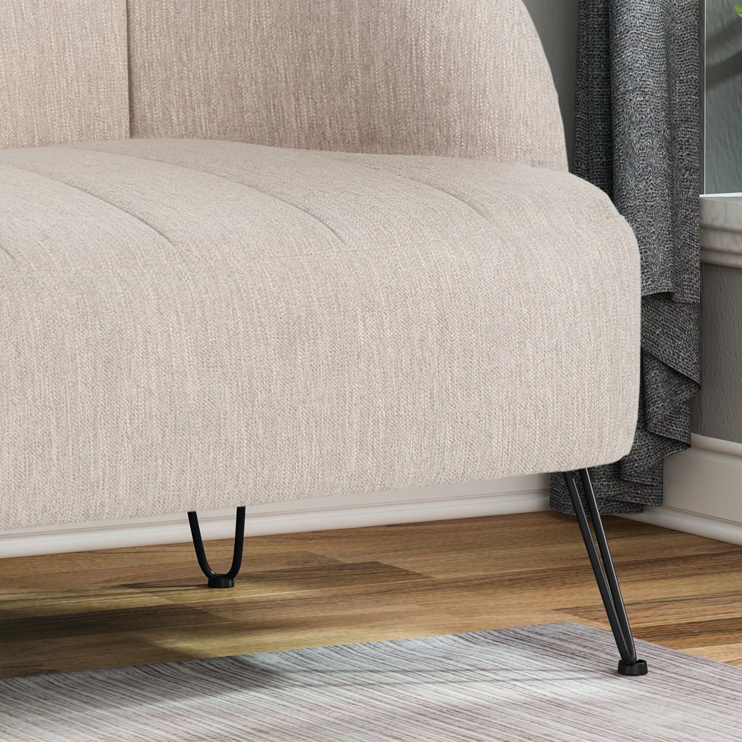 Kyra Modern Fabric Settee with Hairpin Legs