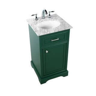 Simply Living 19 in. W x 19 in. D x 35 in. H Bath Vanity in Green with Carrara White Marble Top SL45057GN