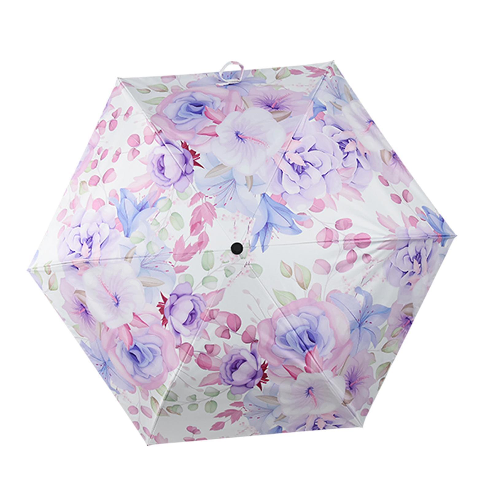 Compact Umbrella Lightweight Compact Manual Open And Close Umbrella For Rain Light Violet Coating