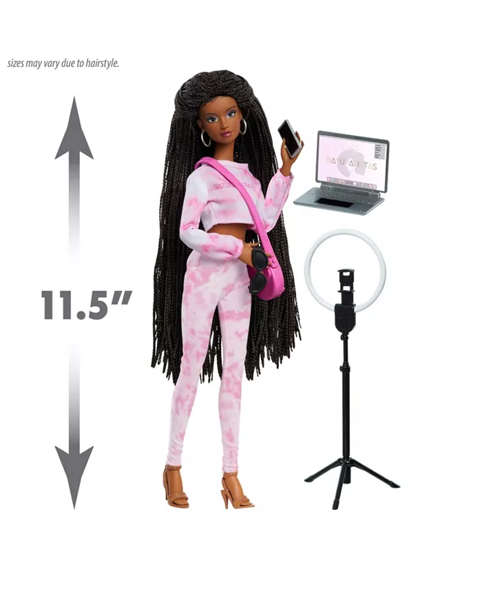 Naturalistas 11.5 Grace Fashion Doll and Accessories with 4B Textured Hair  Medium Brown Skin Tone  Deluxe Influencer Set