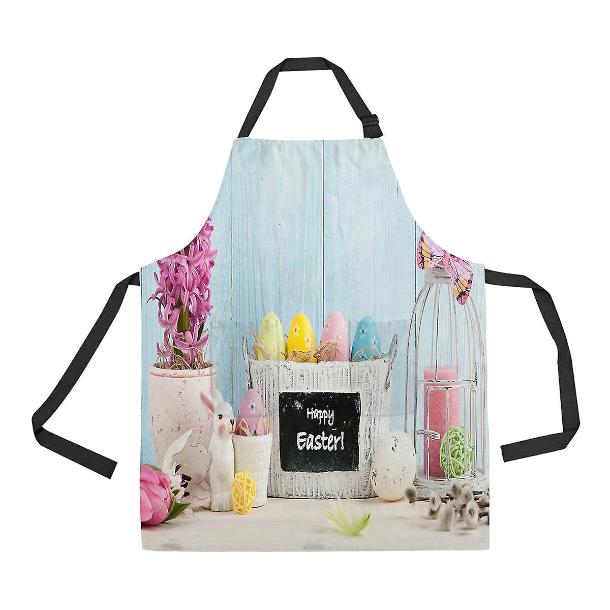 Easter Eggs Flowers Apron Home Kitchen Apron With Pockets