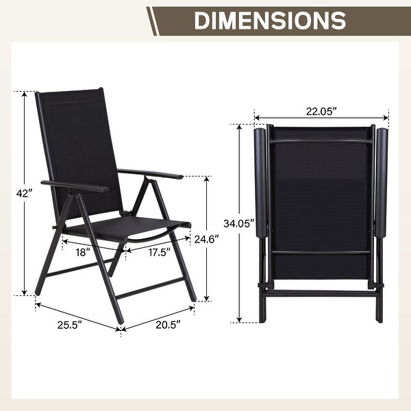 7/9Piece Patio Dining Set，1X Expandable Table，6/8 Folding Textilene Chairs