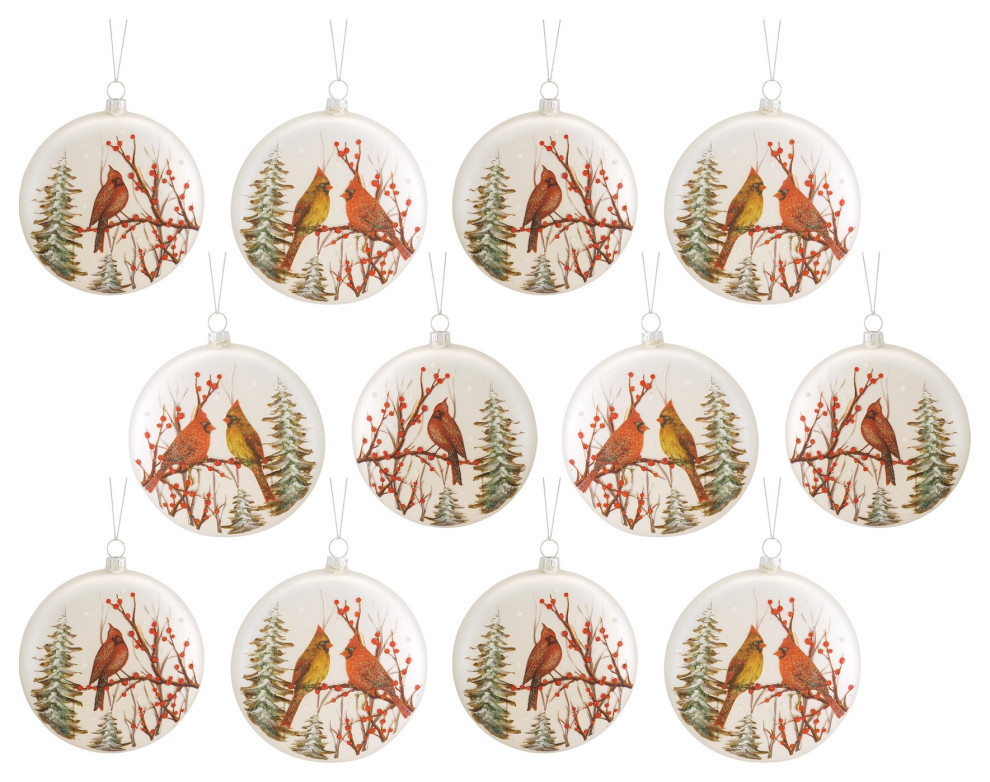 Cardinal/Tree Ornament (Set Of 12) 5.5 quotH Glass   Christmas Ornaments   by GwG Outlet  Houzz