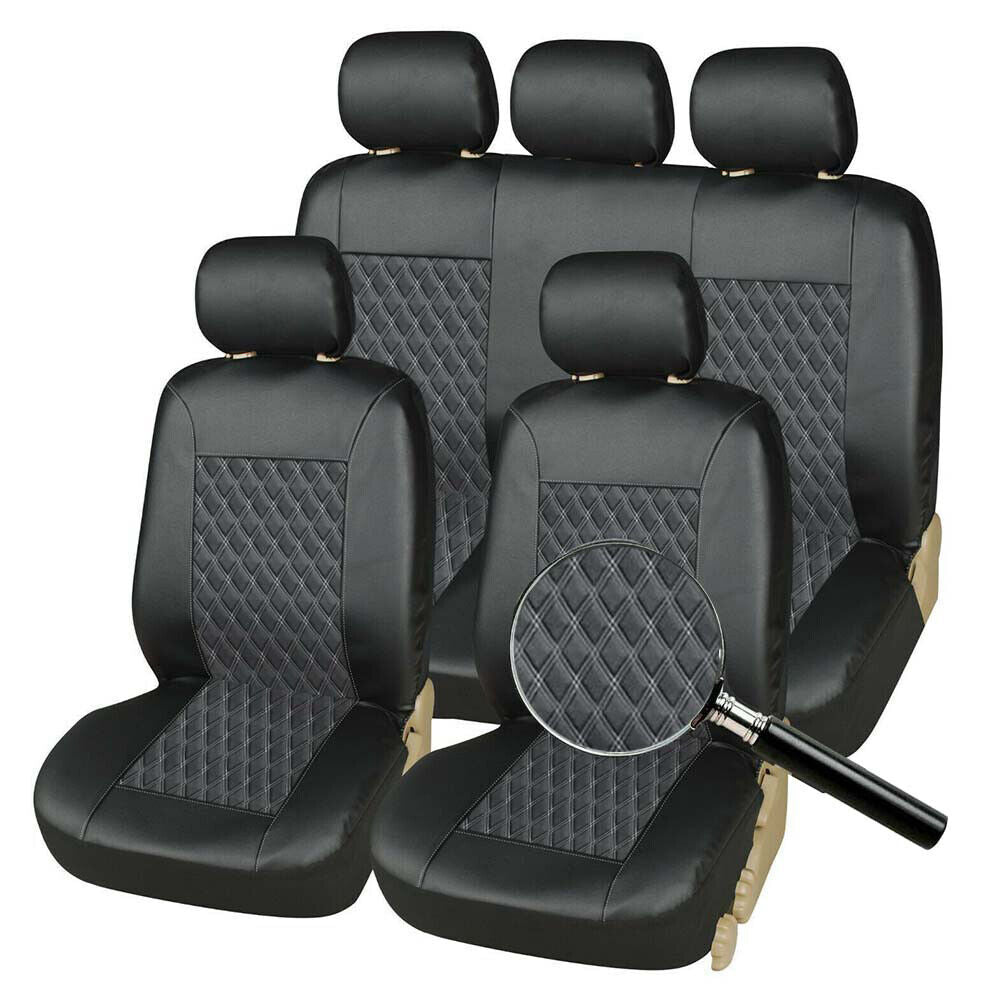 Kqiang 9Pcs Car Seat Cover Pu Leather Protector Universal Full Set Front Rear For Honda