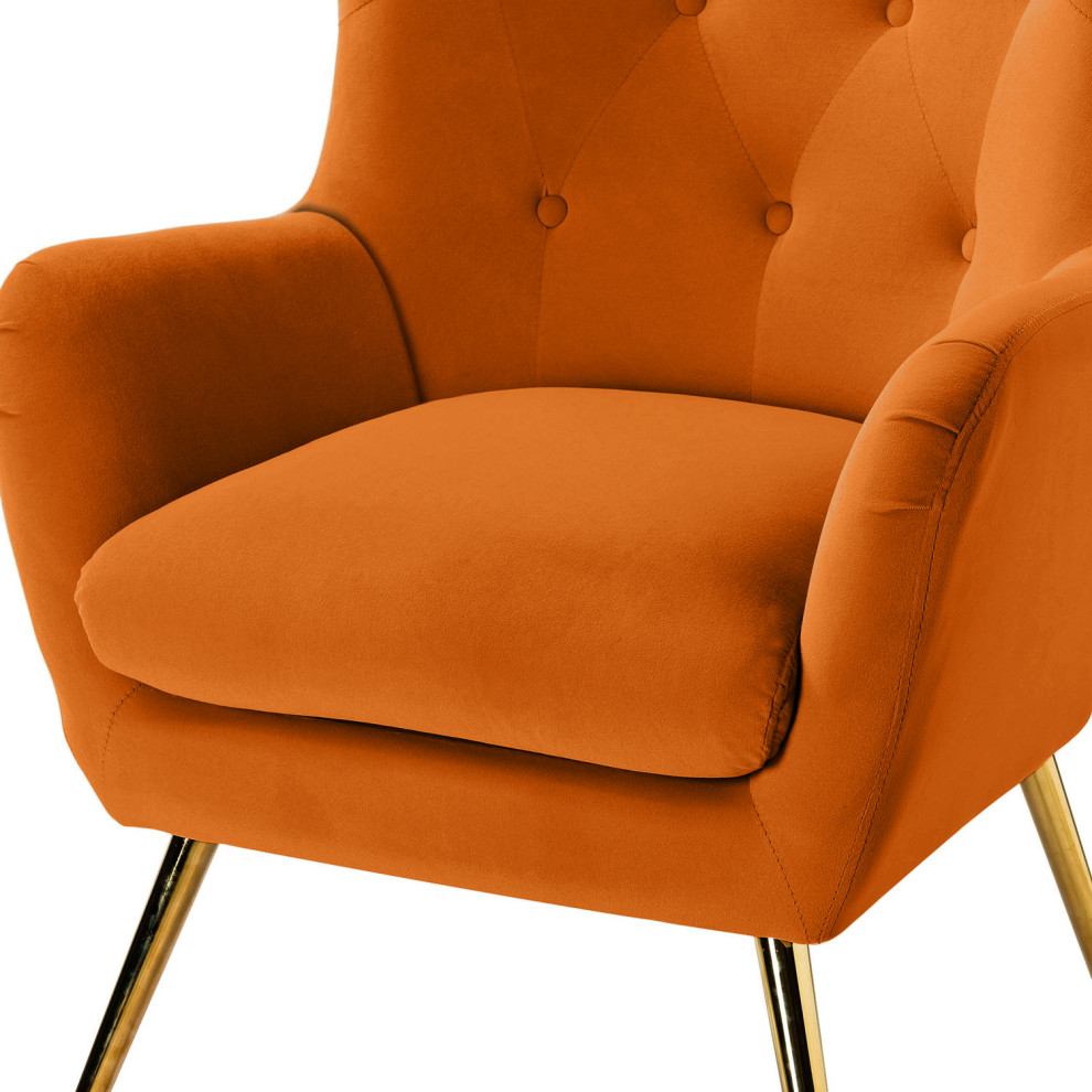 Tufted Accent Chair With Golden Legs   Midcentury   Armchairs And Accent Chairs   by Karat Home  Houzz