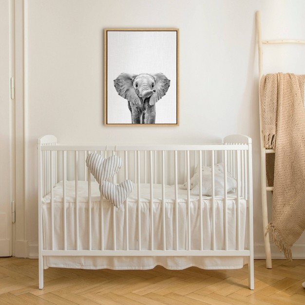 X 24 quot Sylvie Baby Elephant Framed Canvas By Simon Te Natural Kate amp Laurel All Things Decor