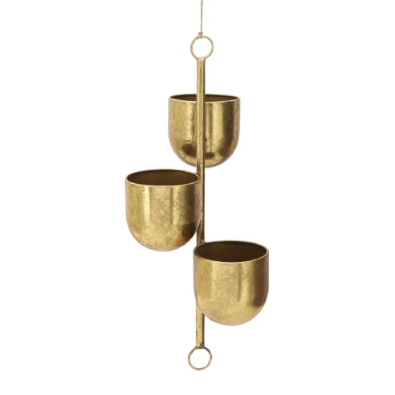 Indoor Decoration Gold Plated Wall Hanging Planter New Arrival Wall Mounted Metal Planter   Pots Supplies From India