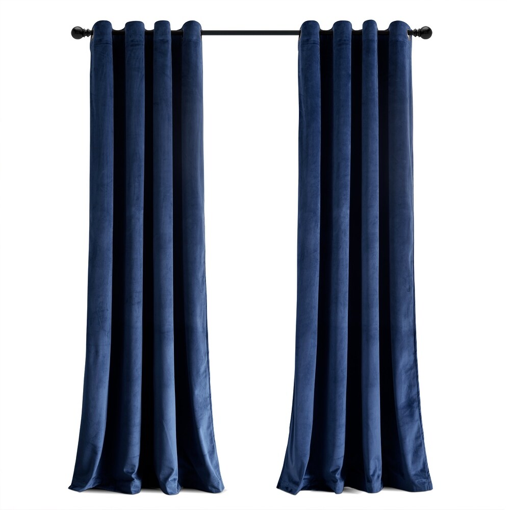 Lush Decor Prima Velvet Solid 100 Percent Lined Blackout Grommet Window Curtain Panel Single