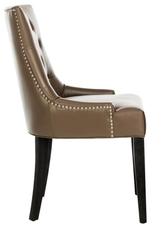 Liddie 19  x27 x27H Tufted Side Chairs Silver Nail Heads Set of 2 Clay   Modern   Dining Chairs   by Virgil Stanis Design  Houzz