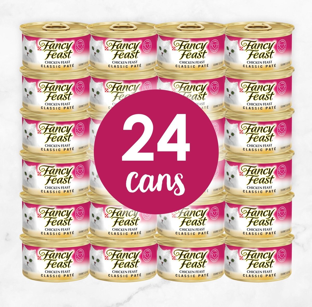 Fancy Feast Classic Pate Chicken Feast Grain-Free Pate Canned Cat Food， 3-oz can， case of 24