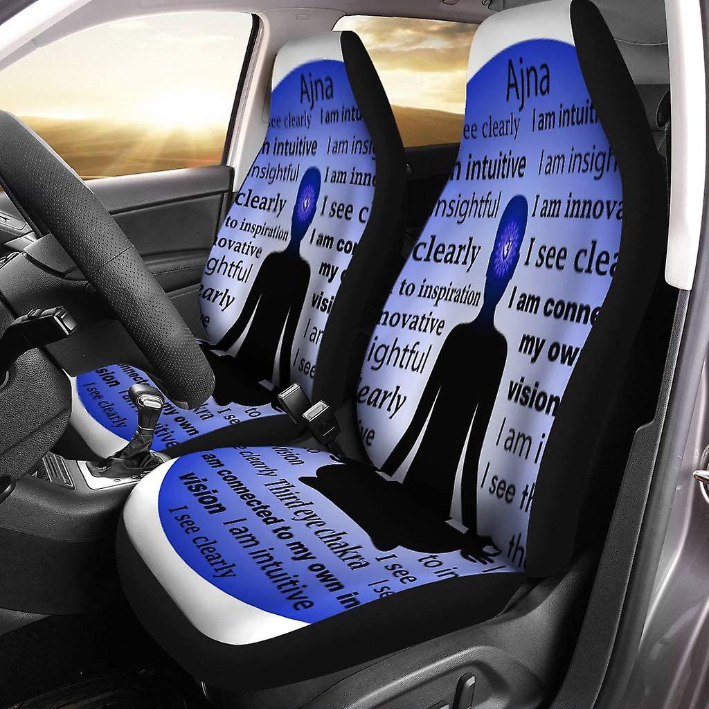 Set Of 2 Car Seat Covers Blue Aura Meditating Woman Ajna Chakra Affirmation Energy Universal Auto Front Seats Protector Fits