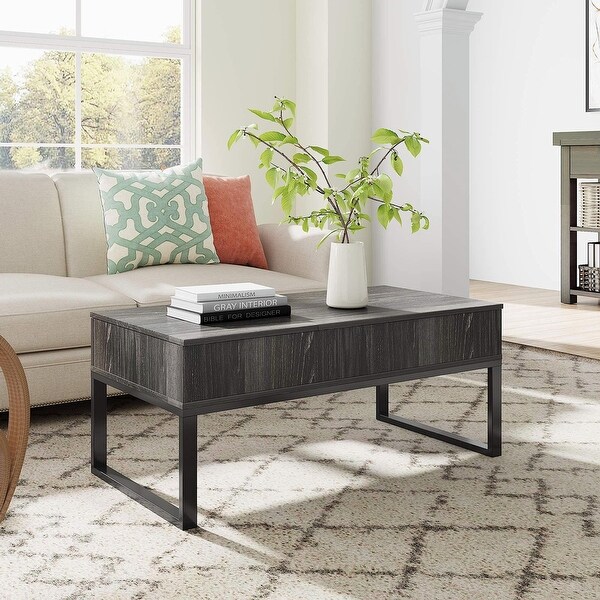 Lift Top Coffee Table with Storage and Slide Drawer