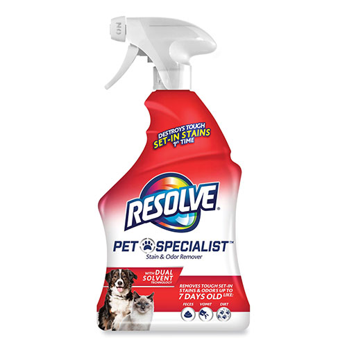 Reckitt Benckiser Resolve Pet Specialist Stain and Odor Remover | Citrus， 32 oz Trigger Spray Bottle， 12