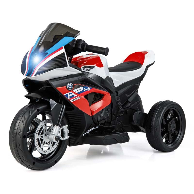 12V Licensed BMW Kids Ride on Motorcycle 3 Wheel Battery Powered Electric Riding Toy Trike with Light & Music