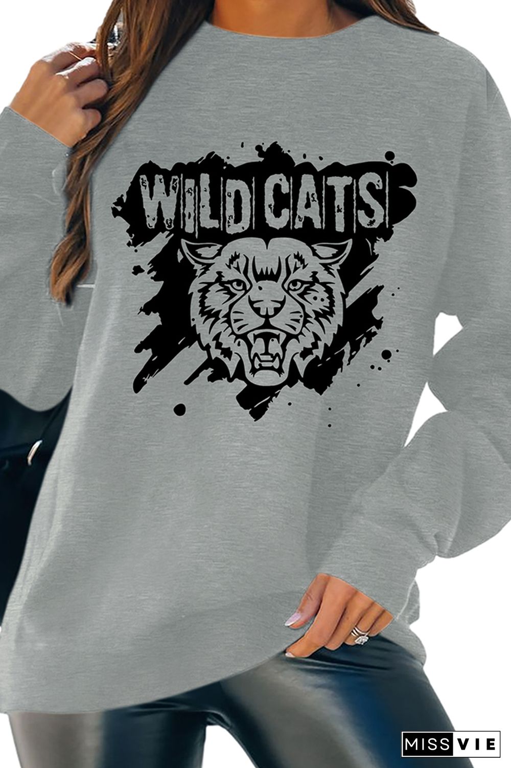 Wildcats Wildcat Print O-neck Long Sleeve Sweatshirts Women Wholesale