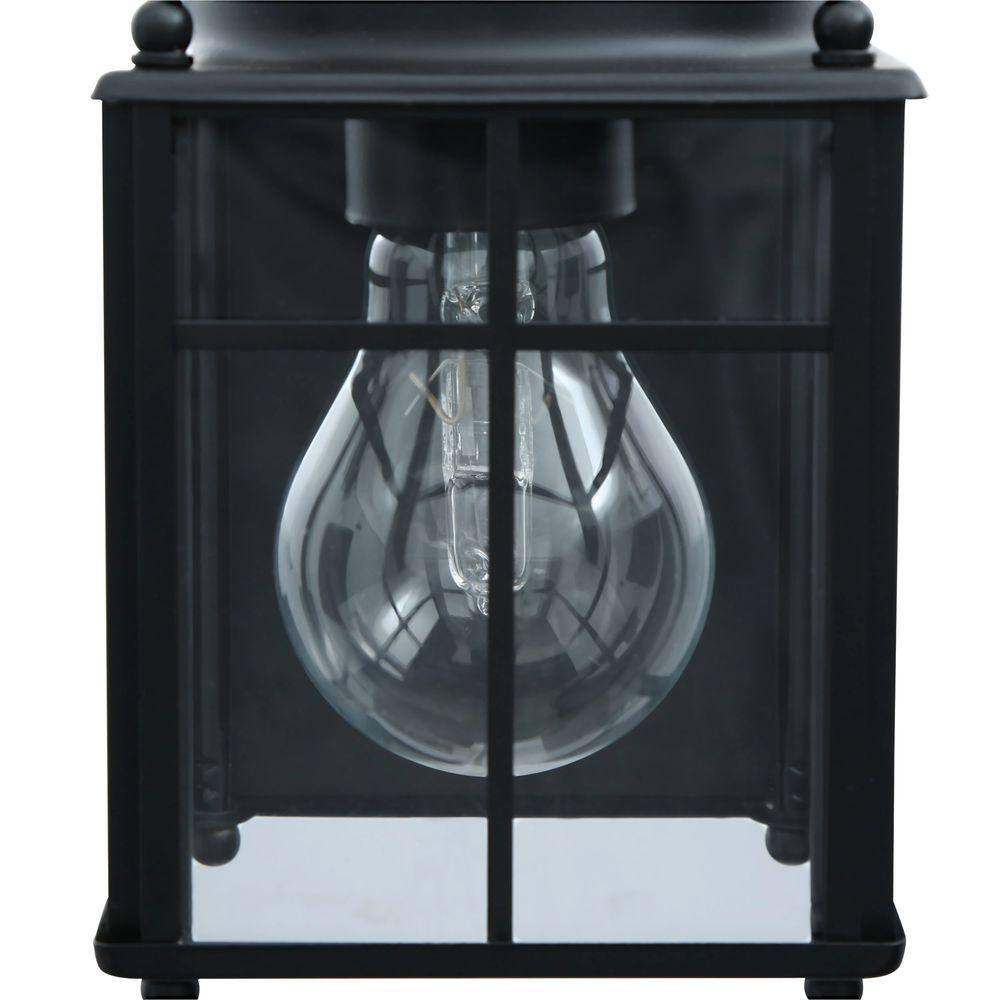 Hampton Bay Bayside Black Farmhouse 150-Degree Motion Sensor Outdoor 1-Light Wall Sconce HB-4132-MB