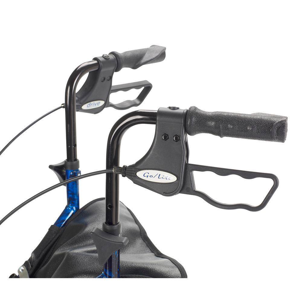 Drive Medical 3-Wheel Rollator Rolling Walker with Basket Tray and Pouch Flame Blue 10289bl