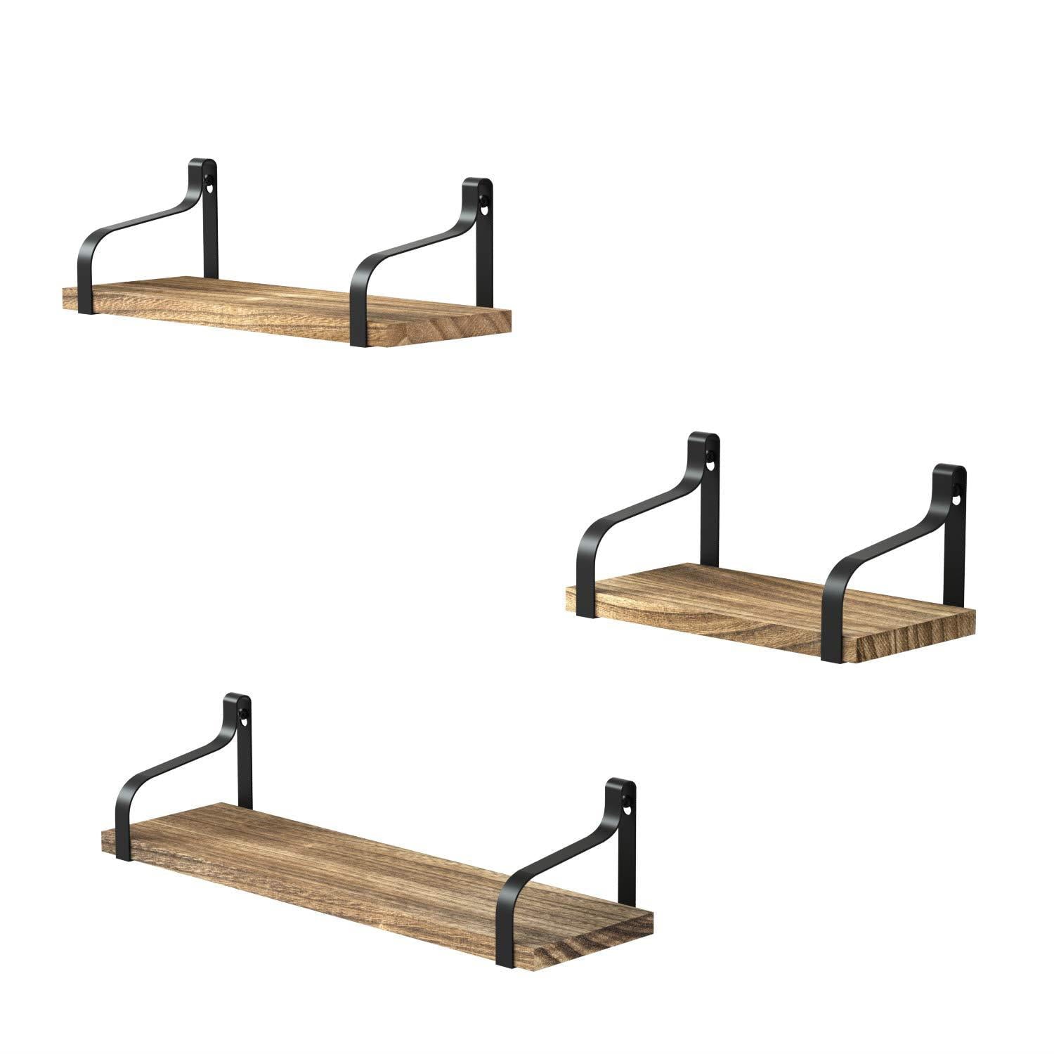 Ktaxon Floating Shelves Wall Mounted Set of 3, Rustic Wood