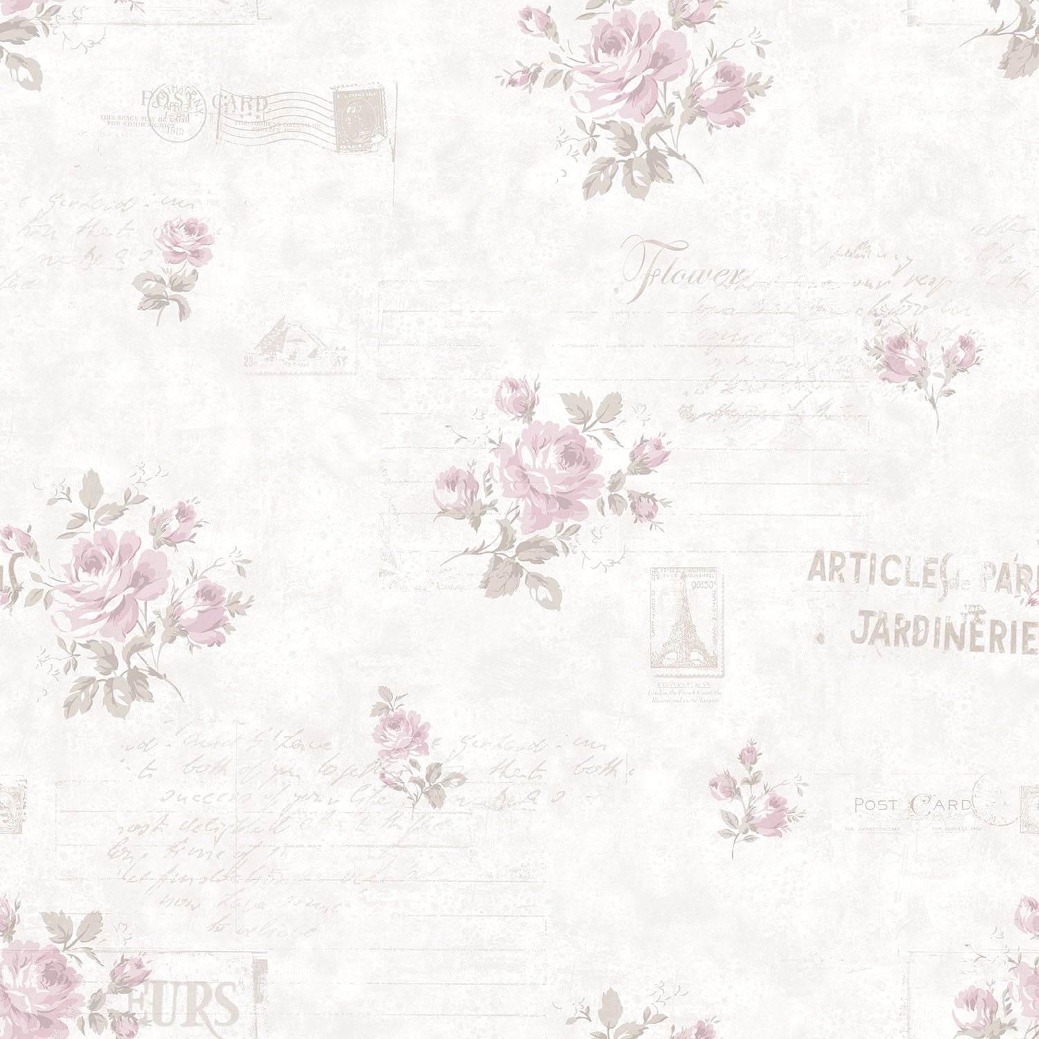 Calligraphy Pink/Beige Wallpaper from the Vintage Roses Collection