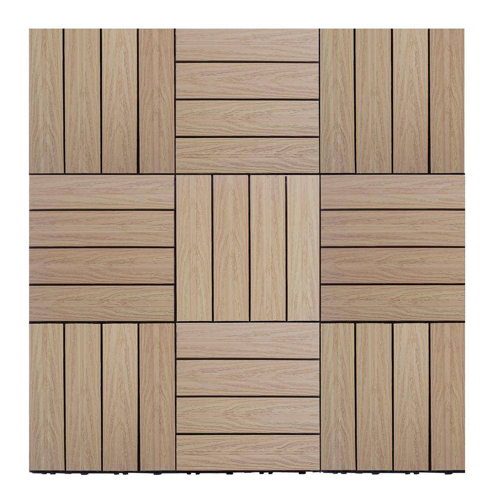 NewTechWood UltraShield Naturale 1 ft. x 1 ft. Quick Deck Outdoor Composite Deck Tile Sample in Canadian Maple US-QD-ZX-MP-S