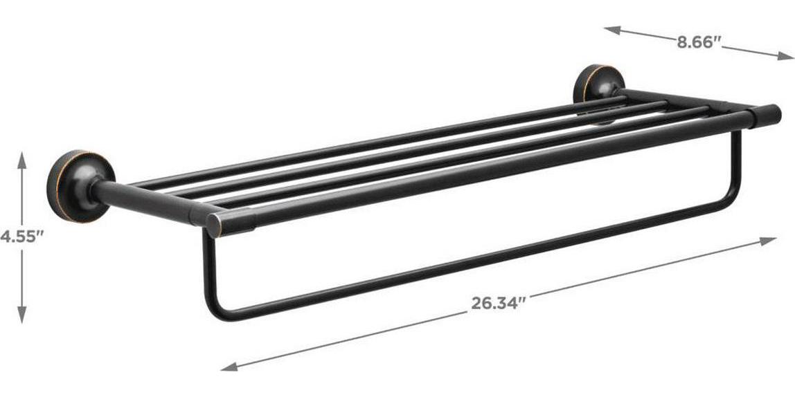 Better Homes and Gardens Holbrook 24 Towel Rack With Item Storage， Oil Rubbed Bronze