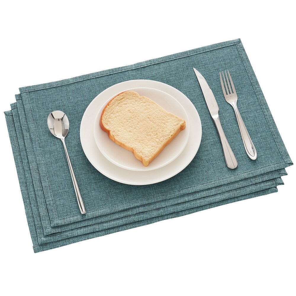 Linen Placemats Set of 4  Heat Resistant Dining Table Place Mats   Machine Washable