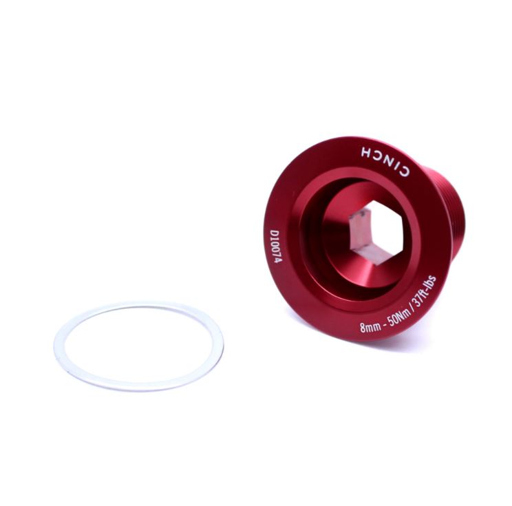 Race Face Cinch Non Drive Side M18 Crank Bolt and Washer - Gloss Red