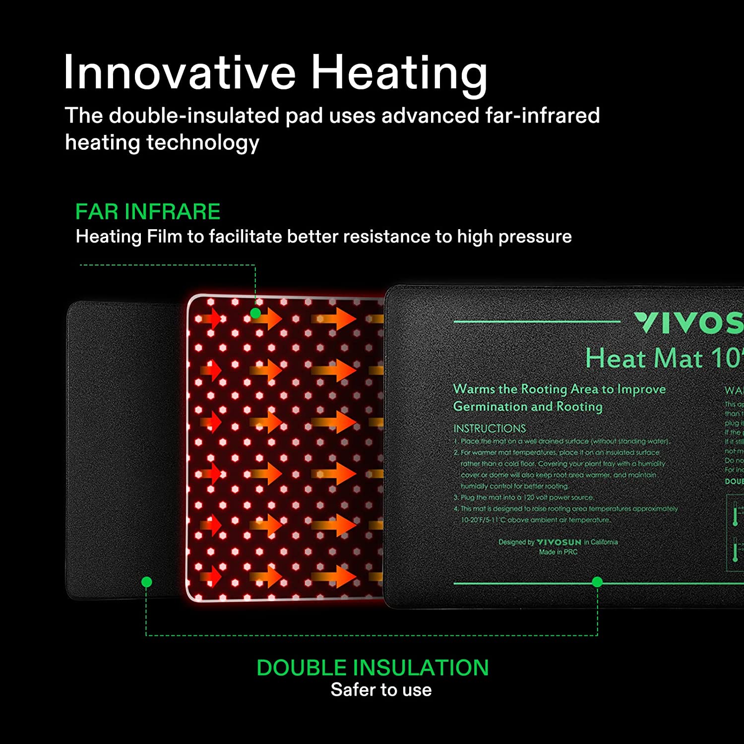 VIVOSUN Durable Waterproof Seedling Heat Mat Warm Hydroponic Heating Pad 10