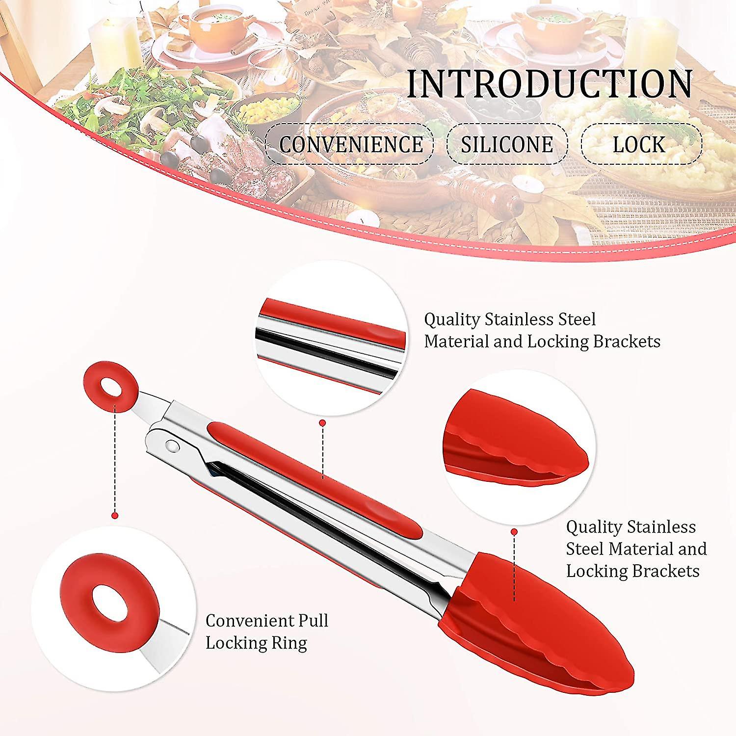 7 Inch Silicone Tongs Mini Kitchen Tongs With Silicone Tips Small Serving Tongs Stainless Steel Cooking Tongs For Salad， Grilling， Frying And Cooking