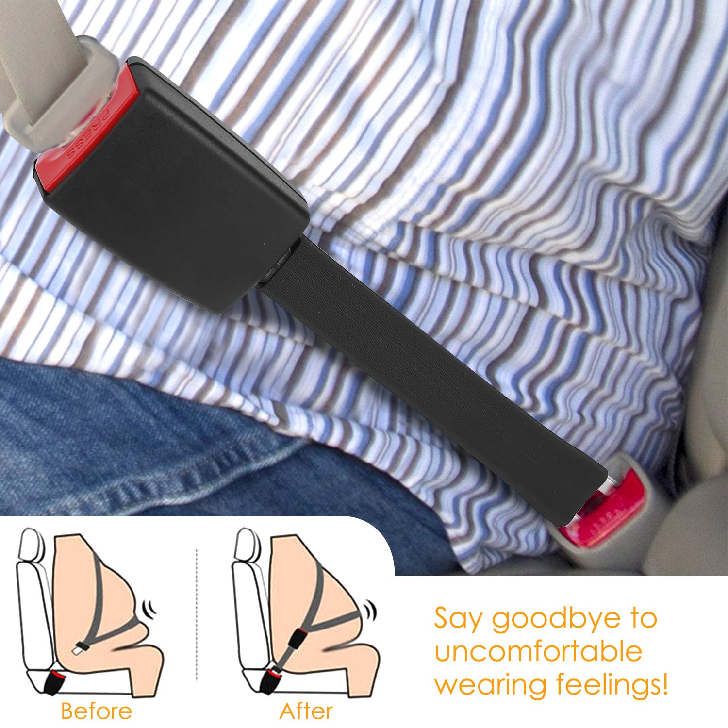 iMounTEK 2Pcs Car Seat Belt Extender 9in Buckle Tongue Webbing