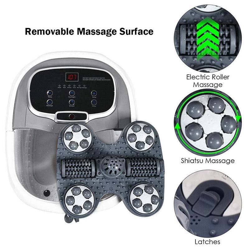 Foot Spa Bath Massager with Heat, Adjustable Water Jets, Motorized Shiatsu Massage Balls & 2 Maize Rollers