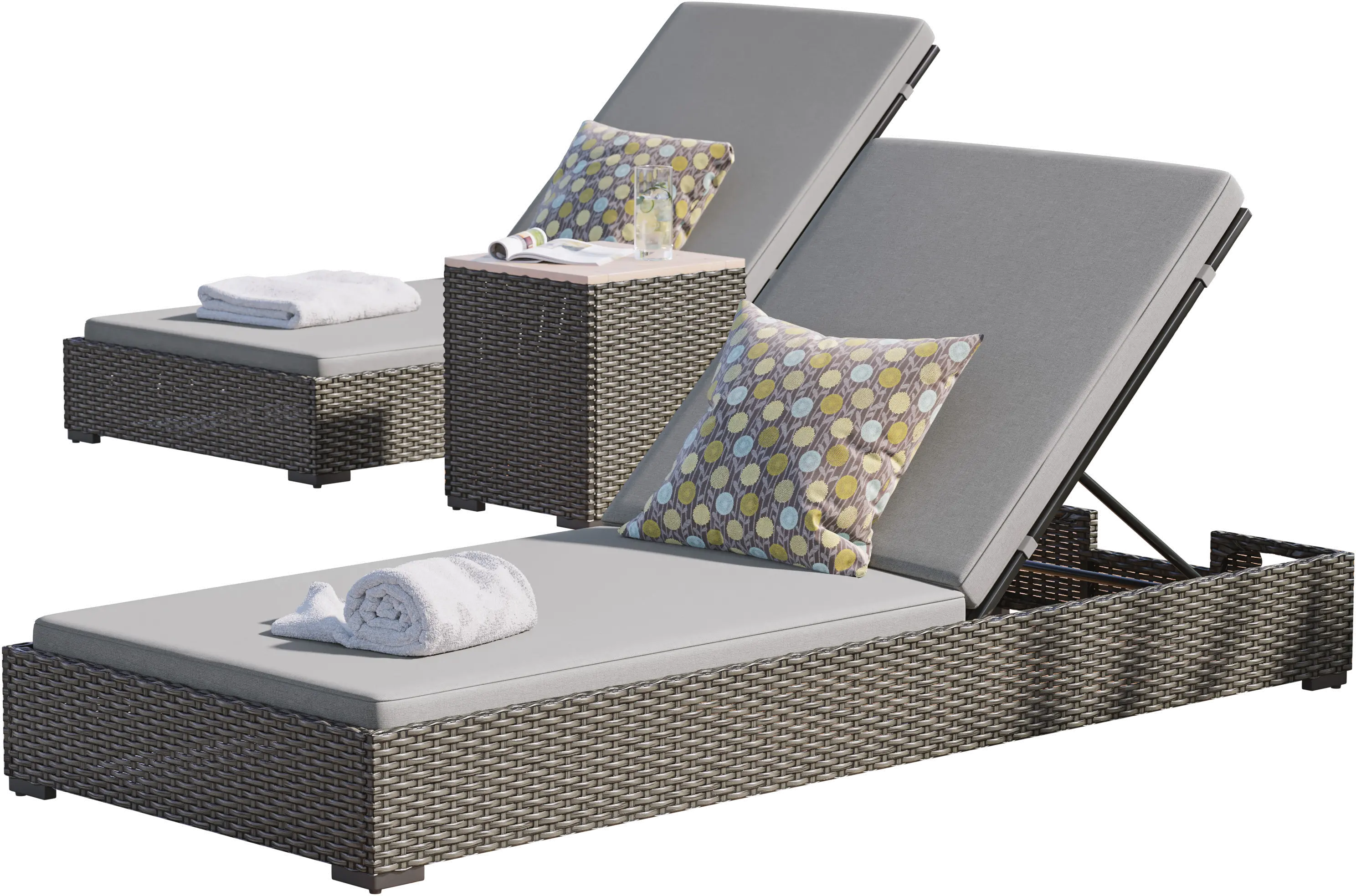 Boca Raton Gray Outdoor Chaise Lounge Set