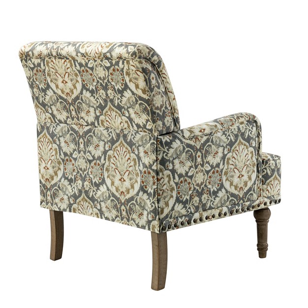 Set Of 2 Reggio Traditional Wooden Upholstered Armchair With Floral Patterns And Nailhead Trim Artful Living Design