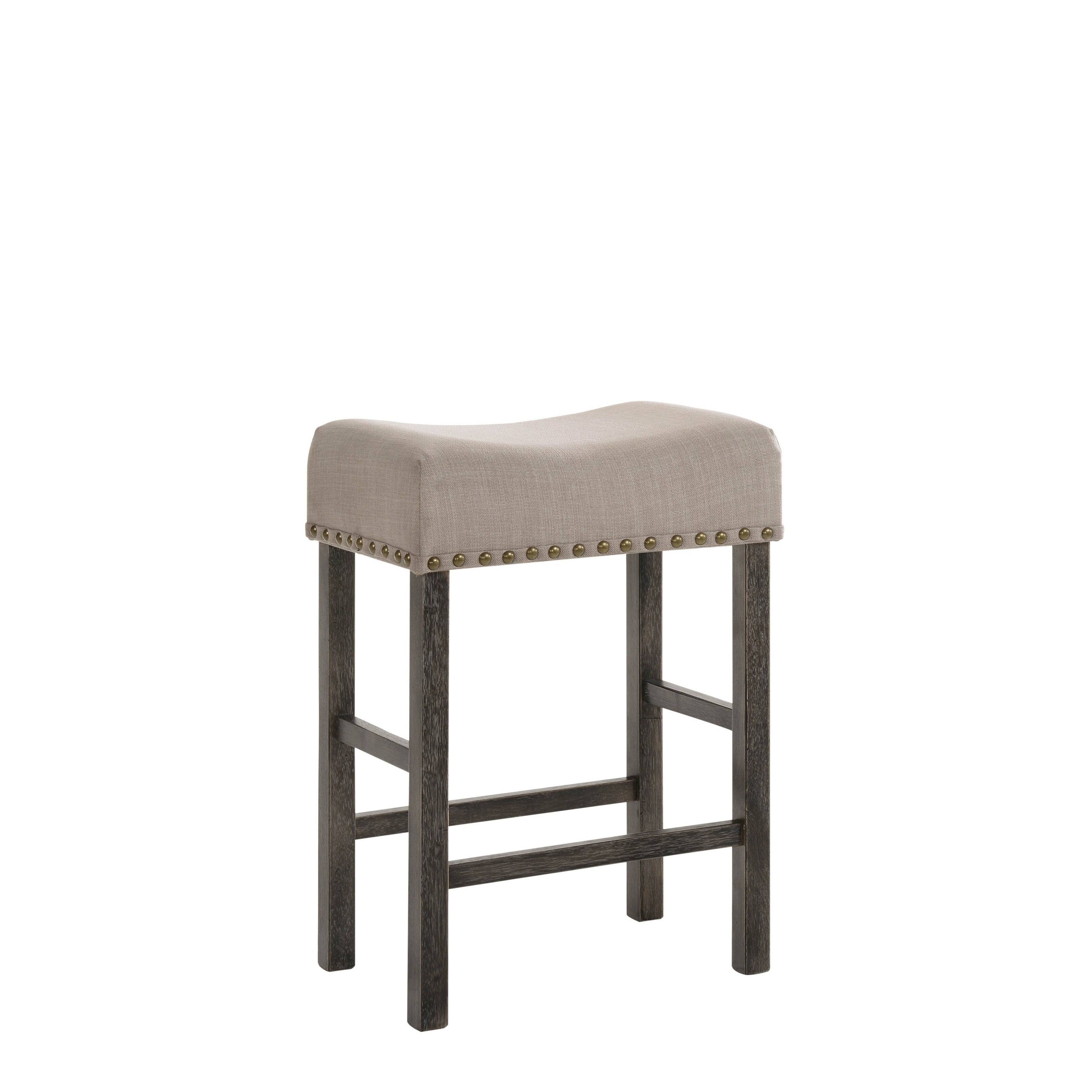 ACME Martha II Counter Height Stool in Tan Linen and Weathered Gray