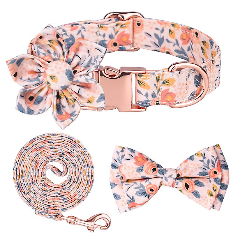 1 Set Bowknot Decor Adjustable Buckle Closure D-ring Pet Neck Strap Christmas Flower Pattern Cat Collar Pet Supplies Cat Collar