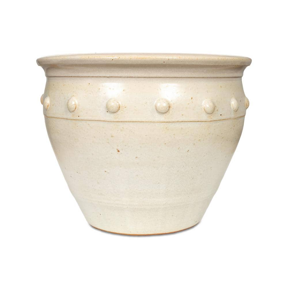 Paddock Home and Garden 14.5 in. Hobnail Matte White Clay Pot 527360