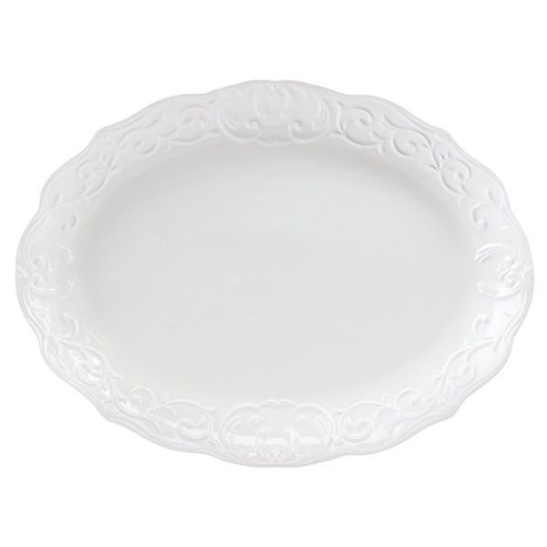 18.75 x 14 Inch Durastone Oval Platter in White