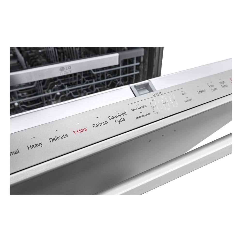 LG STUDIO STUDIO 24 in. PrintProof Stainless Steel Top Control Smart Dishwasher with 1-Hour Wash and Dry and TrueSteam SDWB24S3