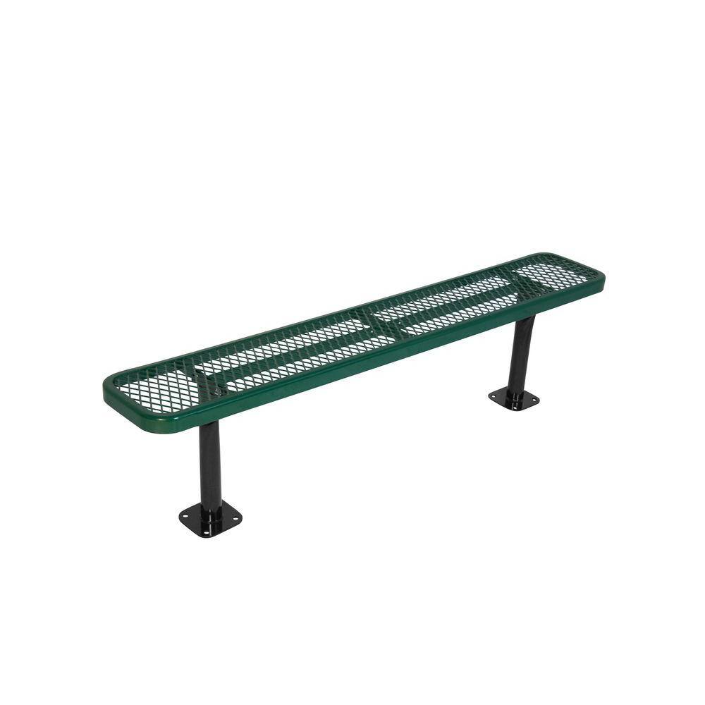 In-Ground 8 ft. Green Diamond Commercial Park Bench without Back LC7882-GREEN