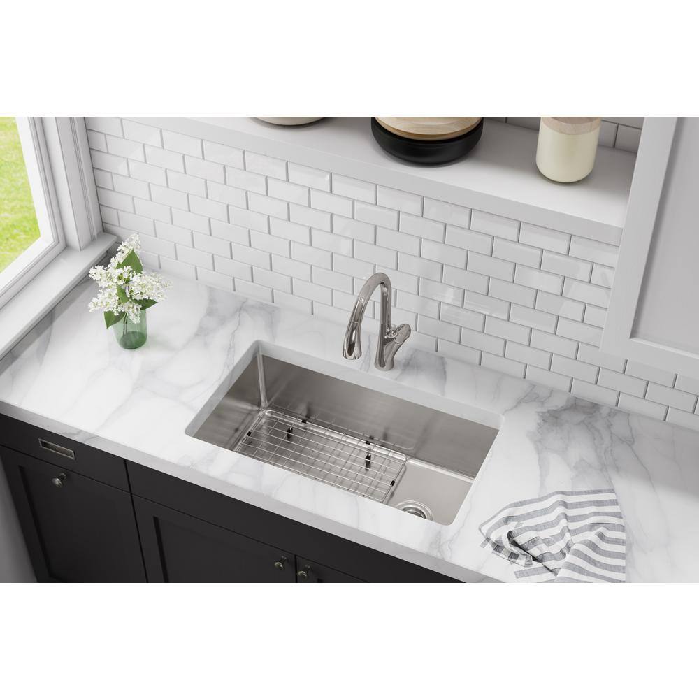 Elkay Avenue Drop-InUndermount Stainless Steel 33 in. Single Bowl Kitchen Sink with Bottom Grid and Drain VBTHD170